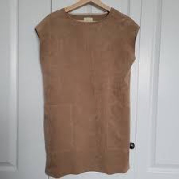 NEW Aritzia Wilfred Dress Women's Tan Vegan Faux Suede Mini Cap Sleeve party - Picture 4 of 8